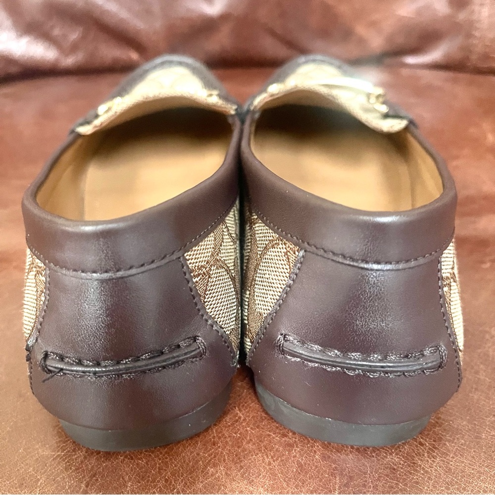 Coach Olive Classic Monogram Logo Print Canvas Leather Trimmed Loafers Size 8 - Picture 6 of 16